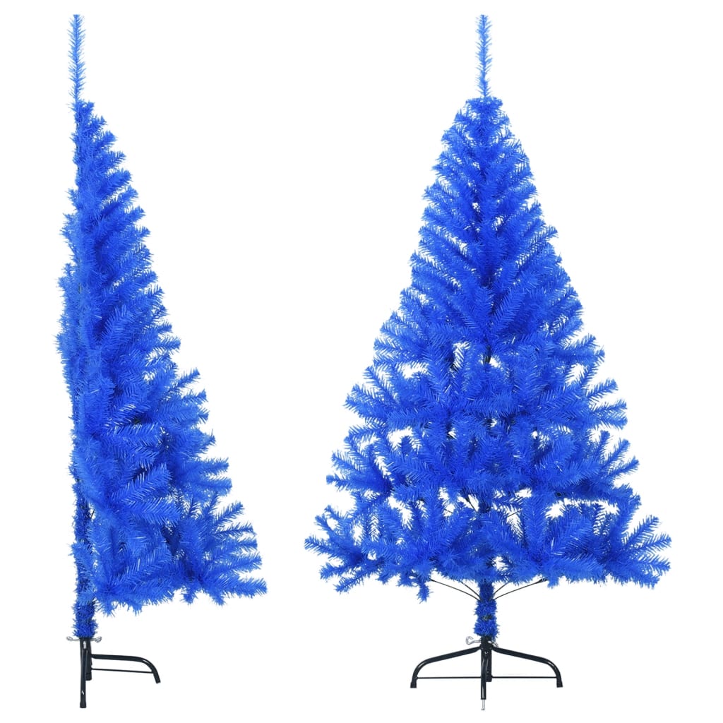 vidaXL Umělý poloviční vánoční stromek se stojanem modrý 150 cm PVC