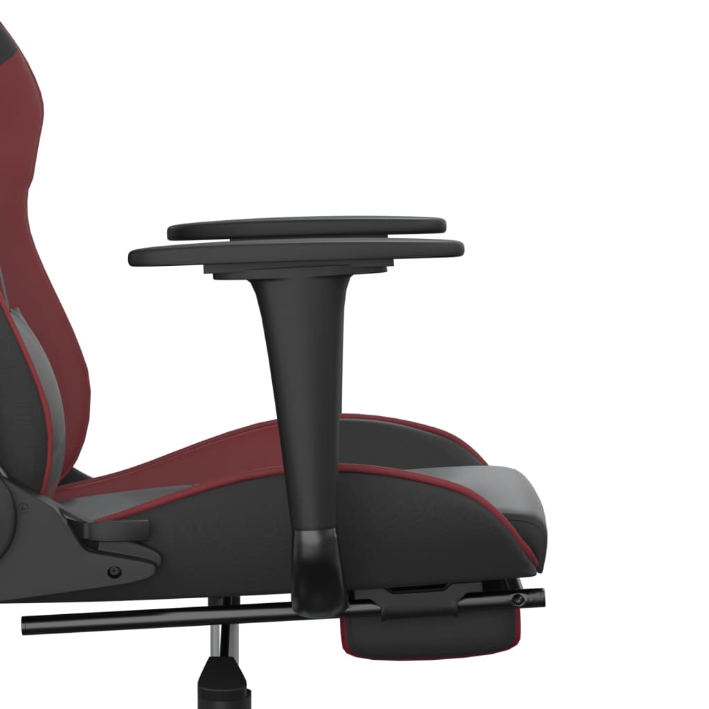 vidaXL Herní židle s podnožkou černá a vínová umělá kůže