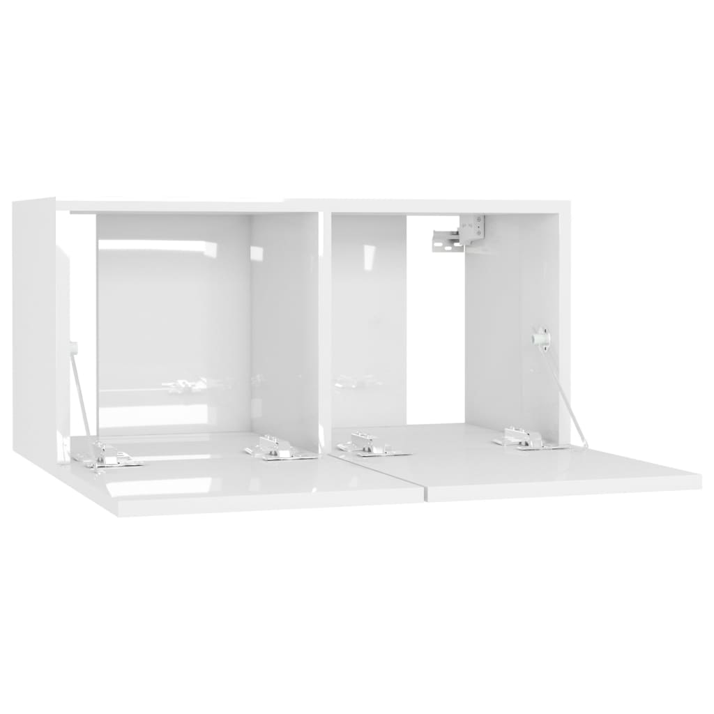 vidaXL Závěsné TV skříňky 3 ks bílé s vysokým leskem 60 x 30 x 30 cm