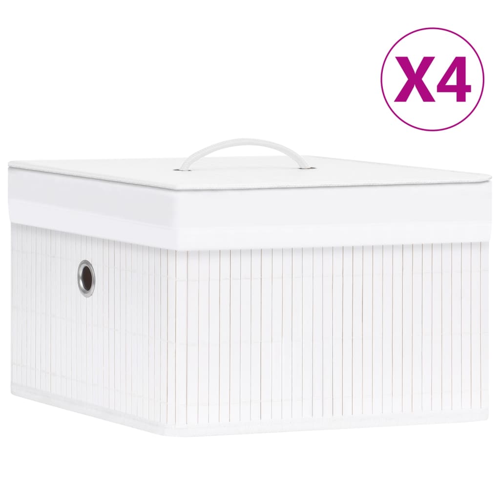vidaXL Bambusové úložné boxy 4 ks bílé