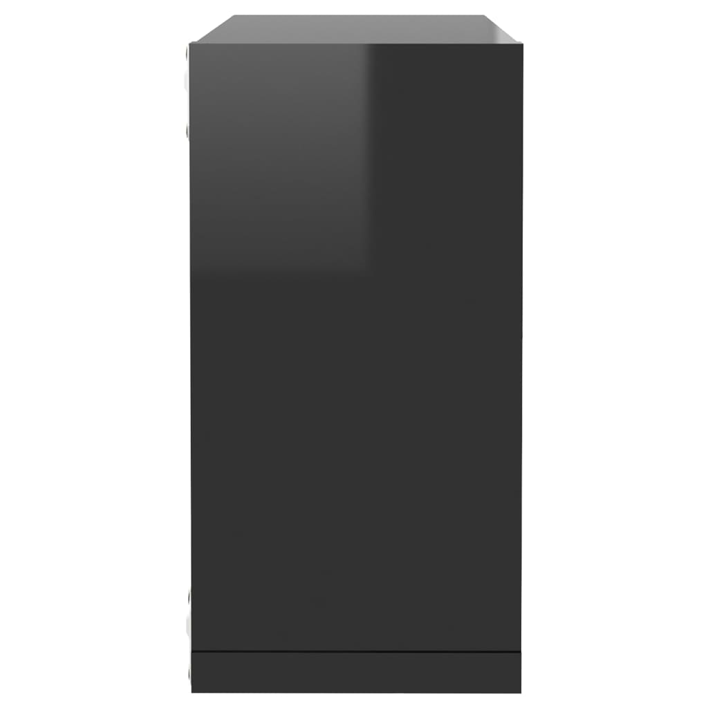 vidaXL Nástěnné police kostky 4 ks černé s vysokým leskem 30x15x30 cm