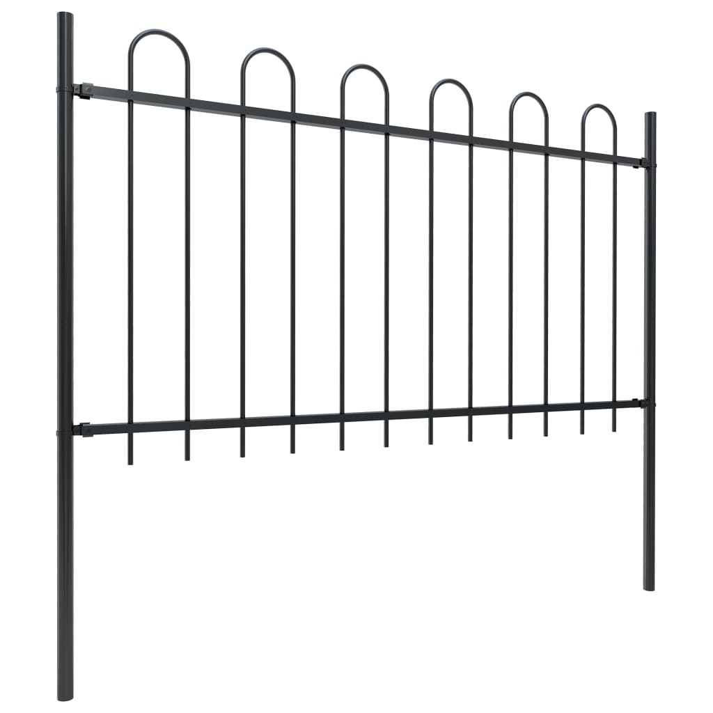 vidaXL Zahradní plot s obloučky ocelový 13,6 x 1 m černý