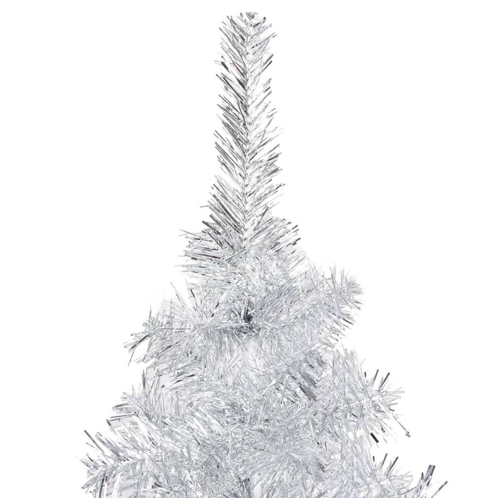vidaXL Vánoční stromek s LED osvětlením a stojanem stříbrný 240 cm PET