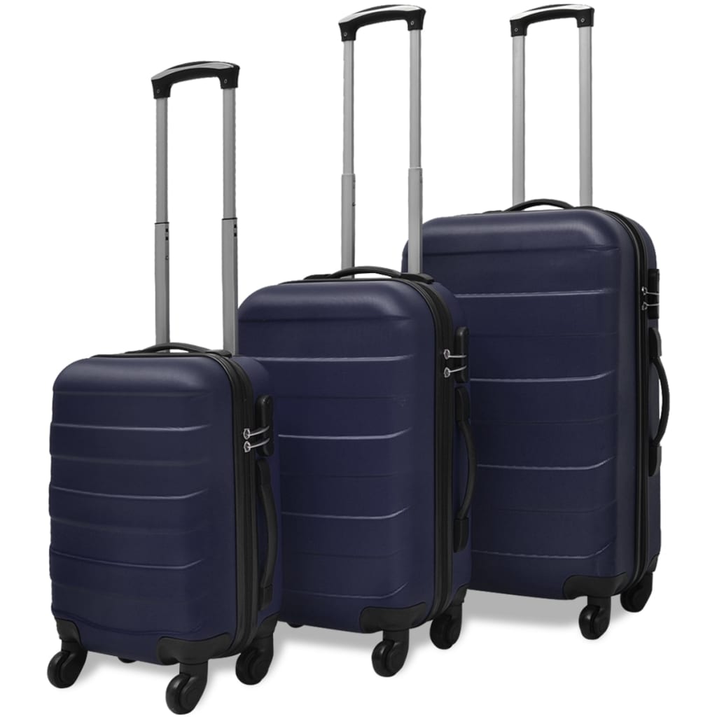 vidaXL Sada tří skořepinových kufrů na kolečkách modrá 45,5/55/66 cm