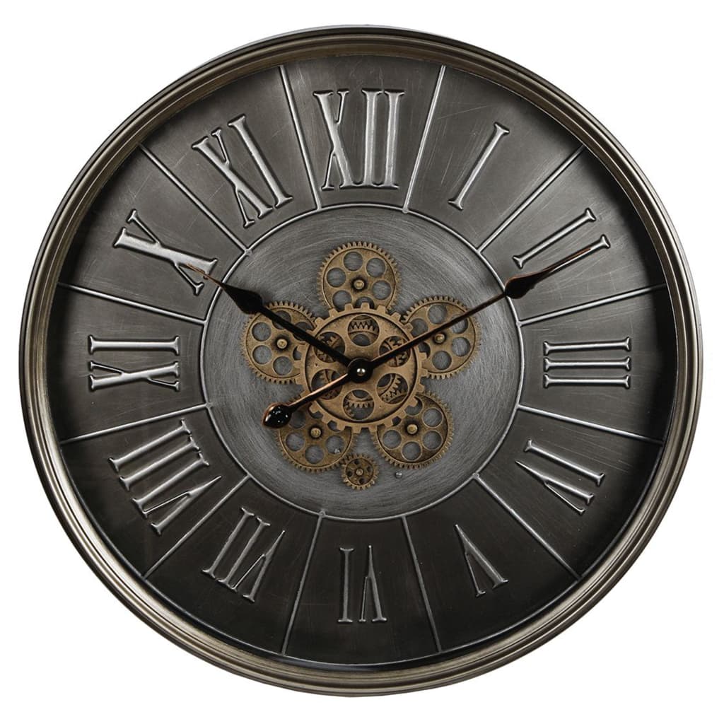 Gifts Amsterdam Nástěnné starožitné hodiny Radar kulaté stříbrné 60 cm