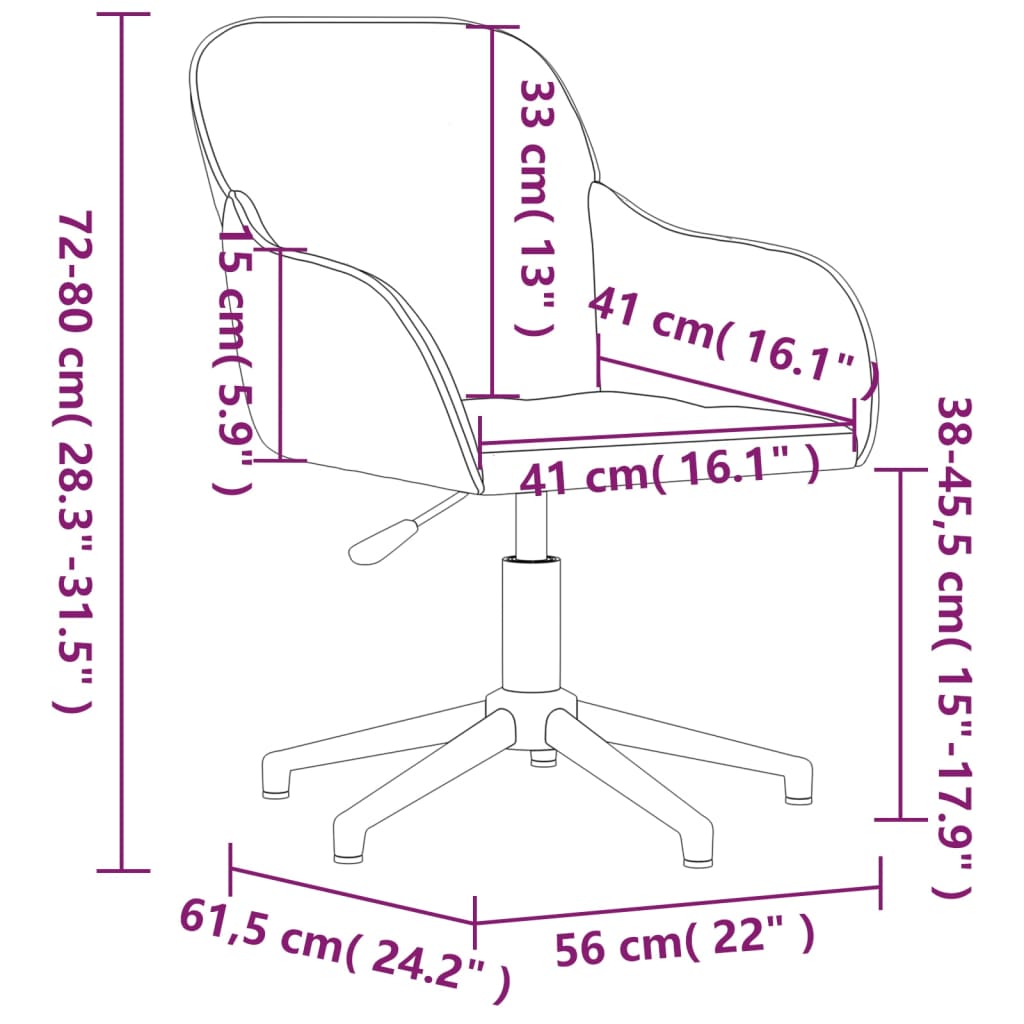 vidaXL Otočná kancelářská židle růžová samet