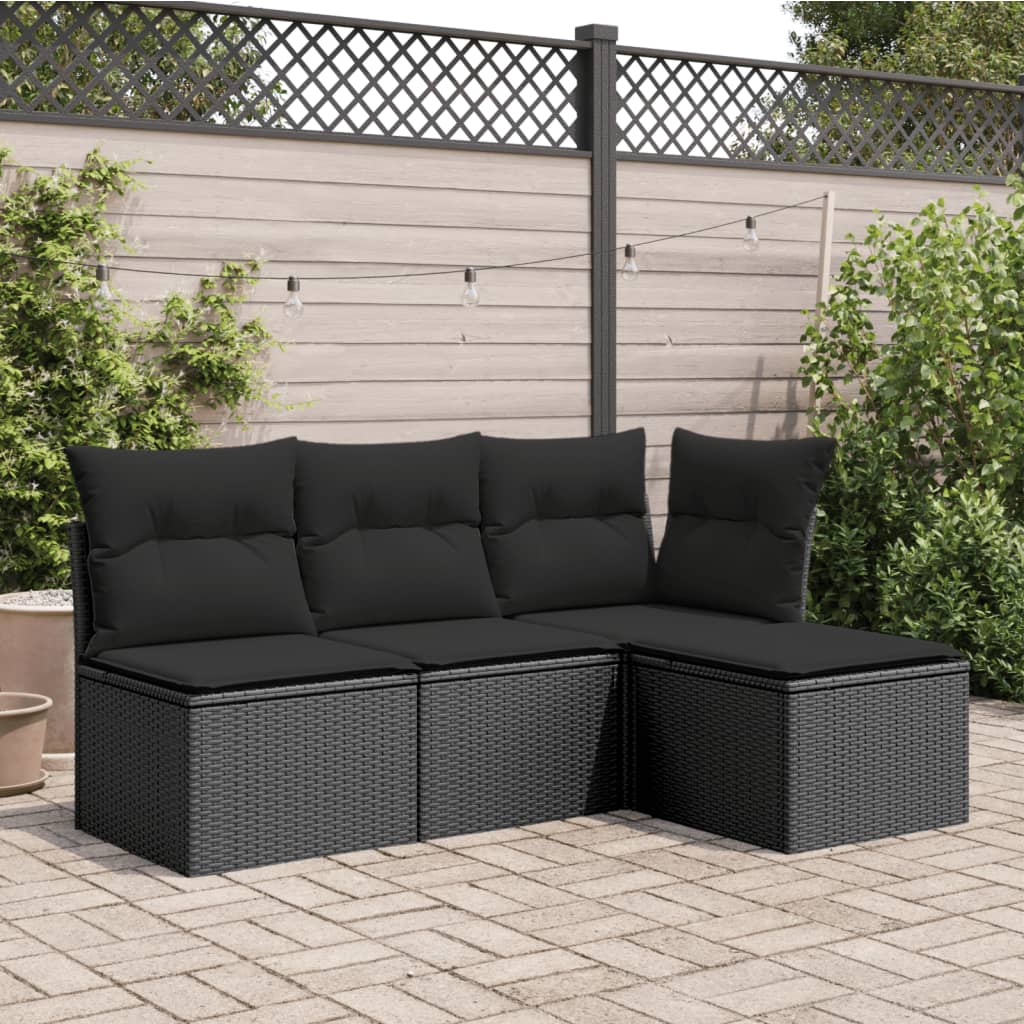 vidaXL Zahradní stolička s poduškou černá 55 x 55 x 37 cm polyratan