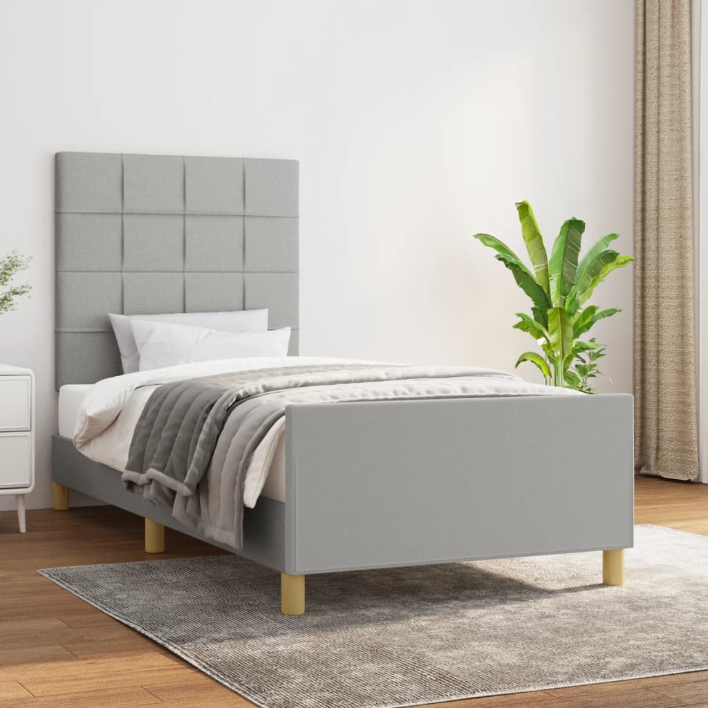 vidaXL Rám postele s čelem světle šedý 100x200 cm textil