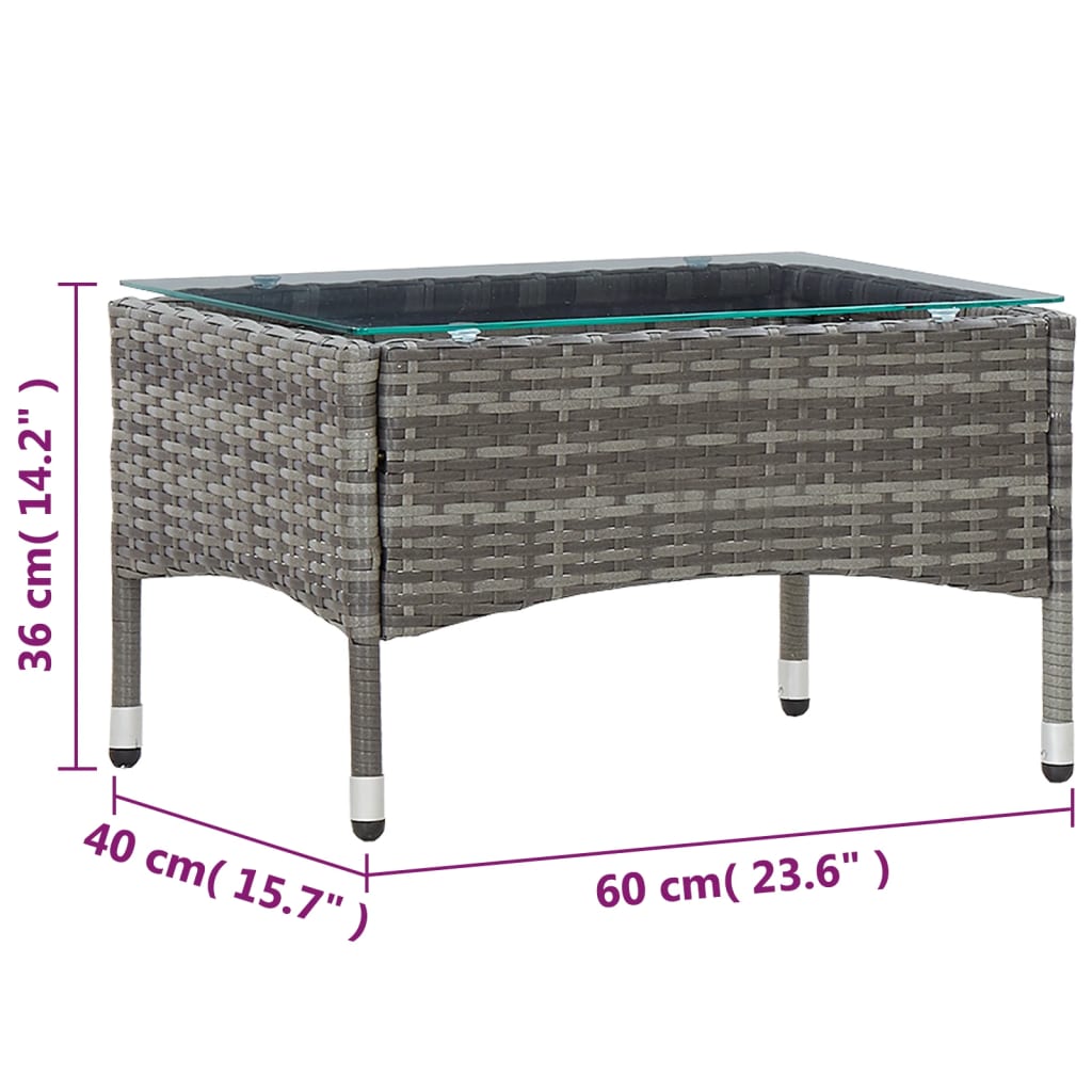 vidaXL Konferenční stolek šedý 60 x 40 x 36 cm polyratan