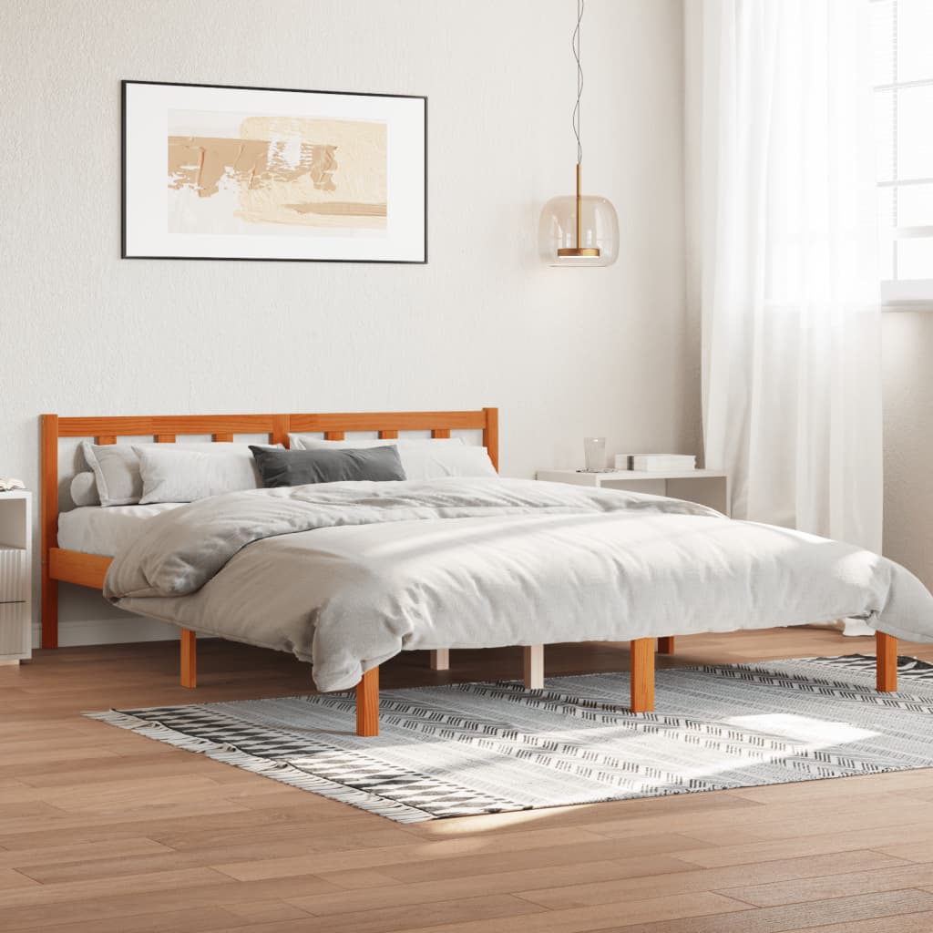 vidaXL Rám postele voskově hnědý 150 x 200 cm masivní borovice