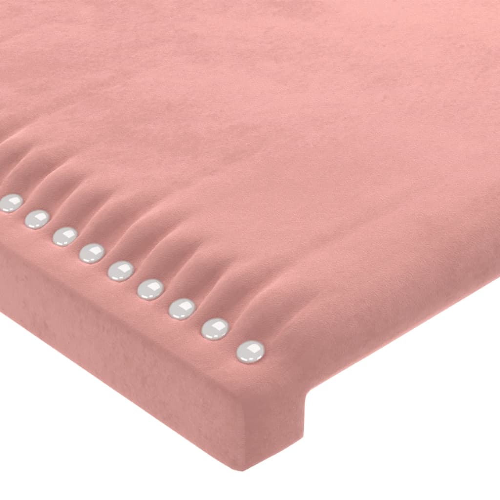 vidaXL Čelo postele s LED růžové 103 x 16 x 118/128 cm samet