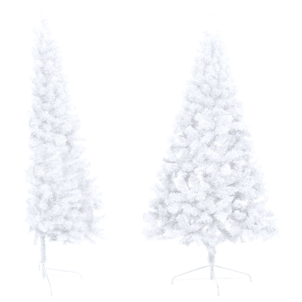 vidaXL Umělý vánoční půl stromek s LED a stojanem bílý 210 cm PVC