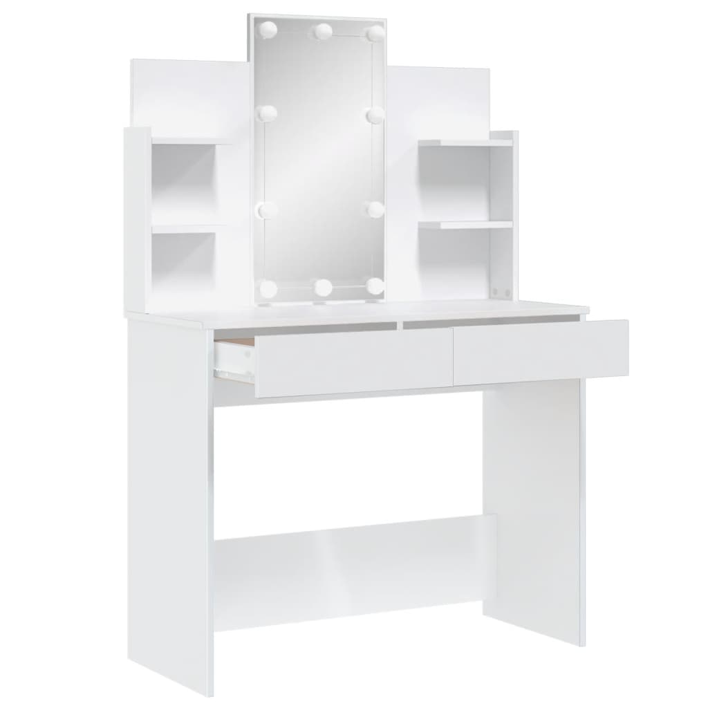 vidaXL Toaletní stolek s LED osvětlením bílý 96 x 40 x 142 cm