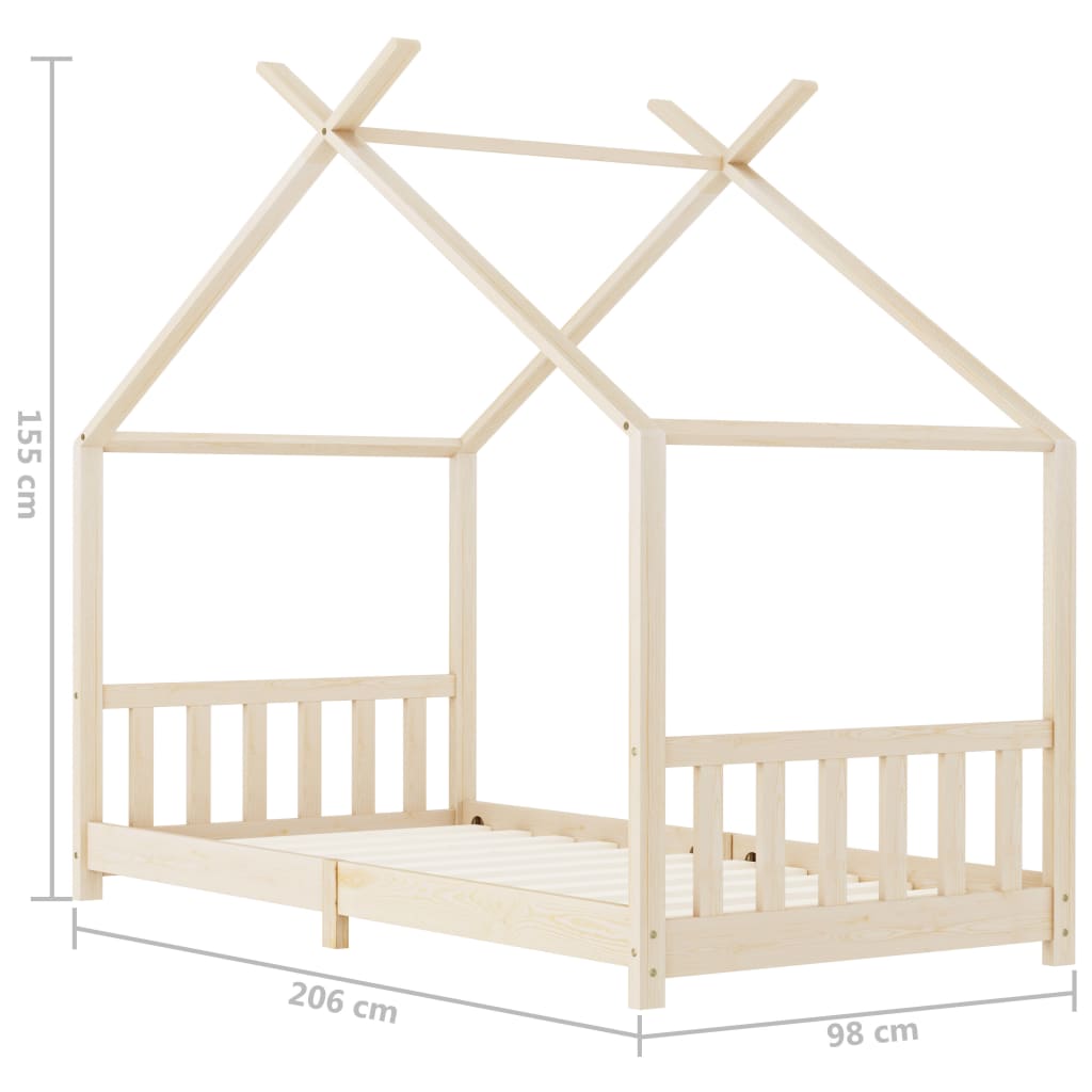 vidaXL Rám dětské postele masivní borové dřevo 90 x 200 cm