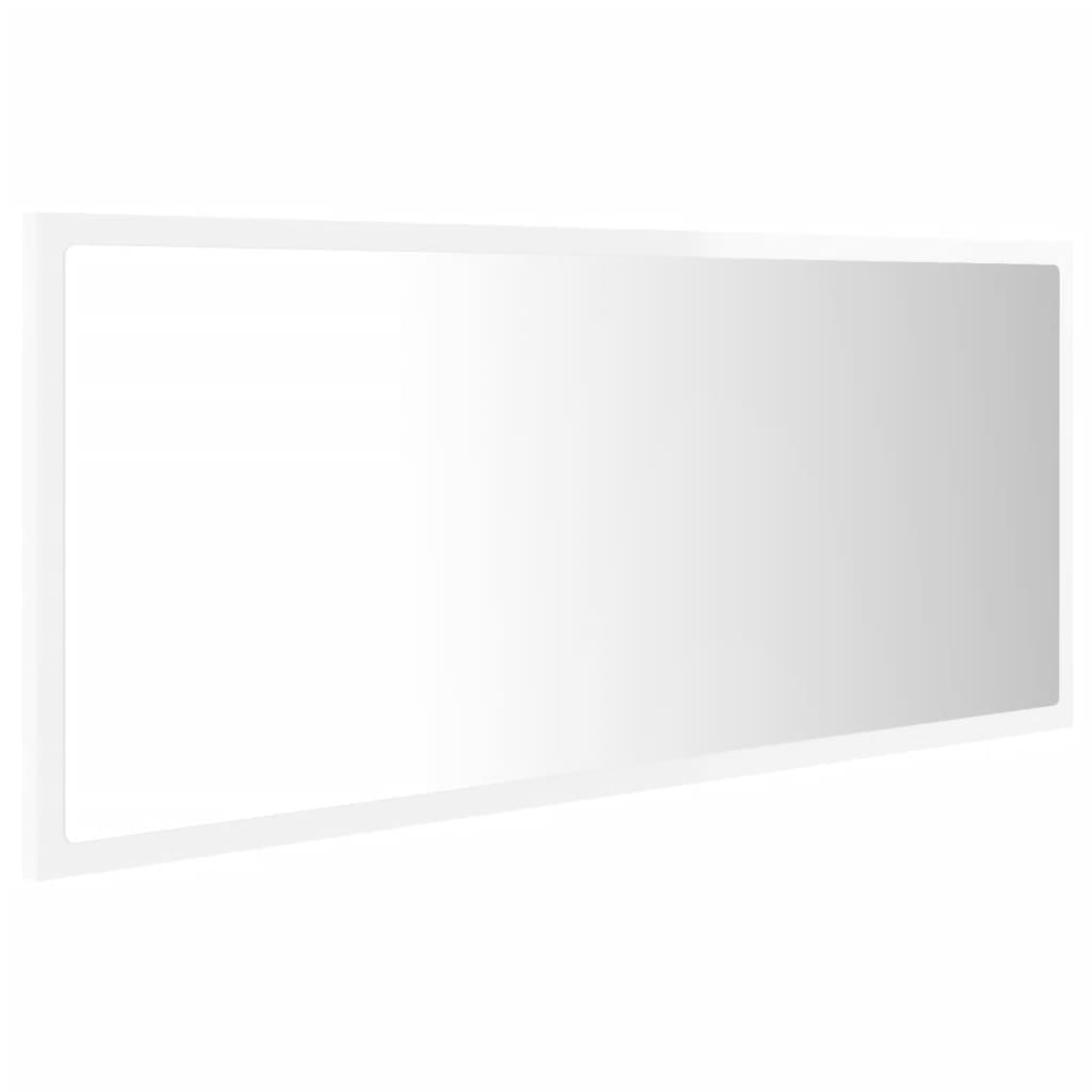 vidaXL LED koupelnové zrcadlo bílé vysoký lesk 100x8,5x37 cm akrylové