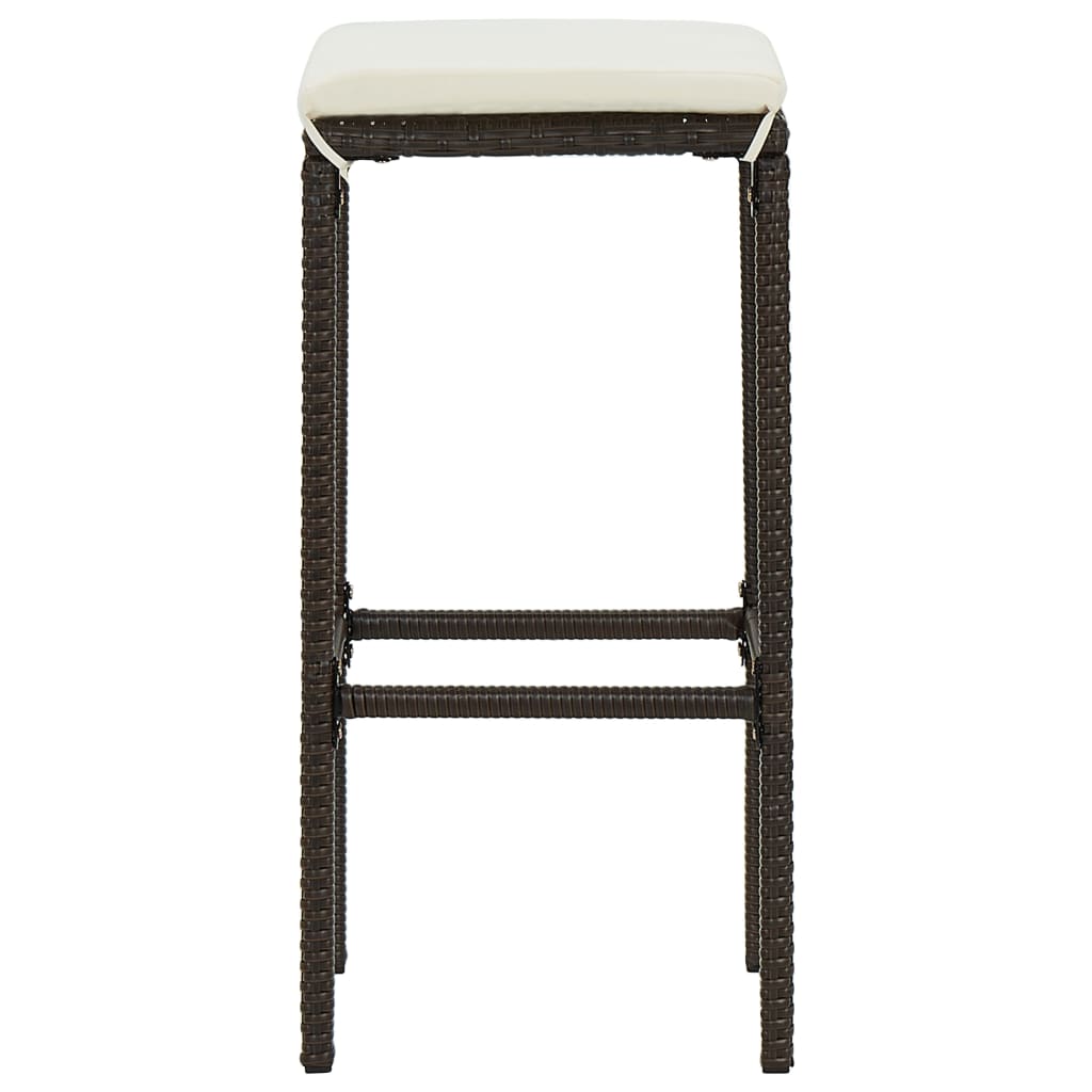 vidaXL Barové stoličky s poduškami 6 ks hnědé polyratan