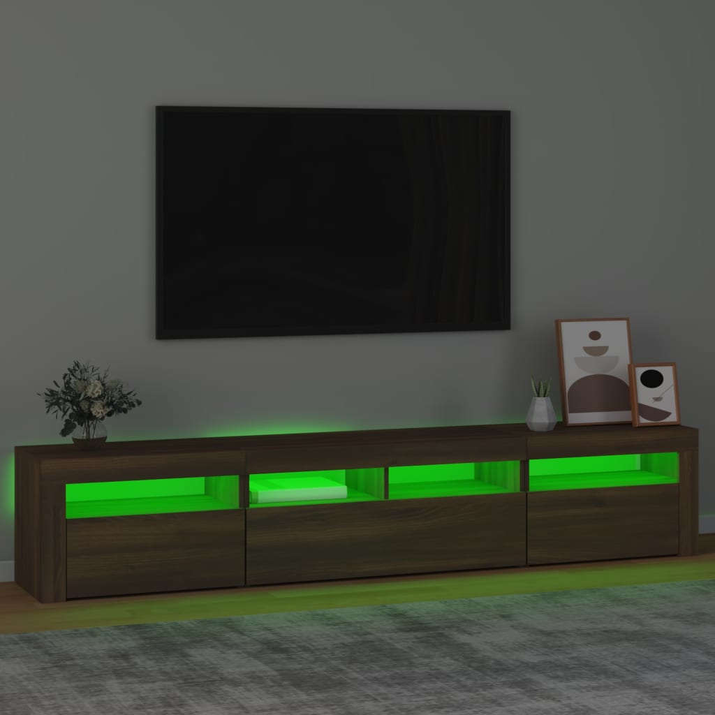 vidaXL TV skříňka s LED osvětlením hnědý dub 210 x 35 x 40 cm