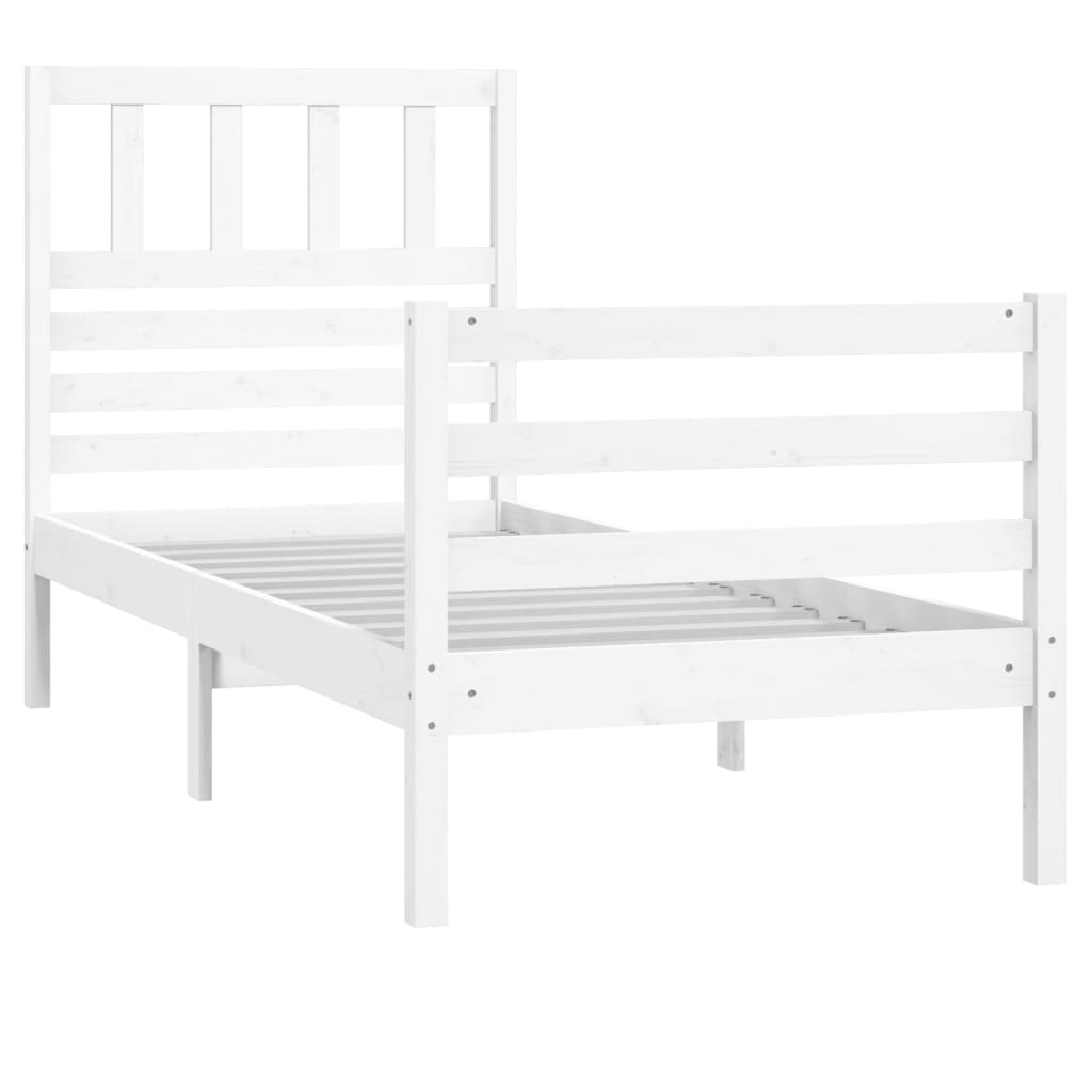 vidaXL Rám postele bílý masivní dřevo 75 x 190 cm Small Single