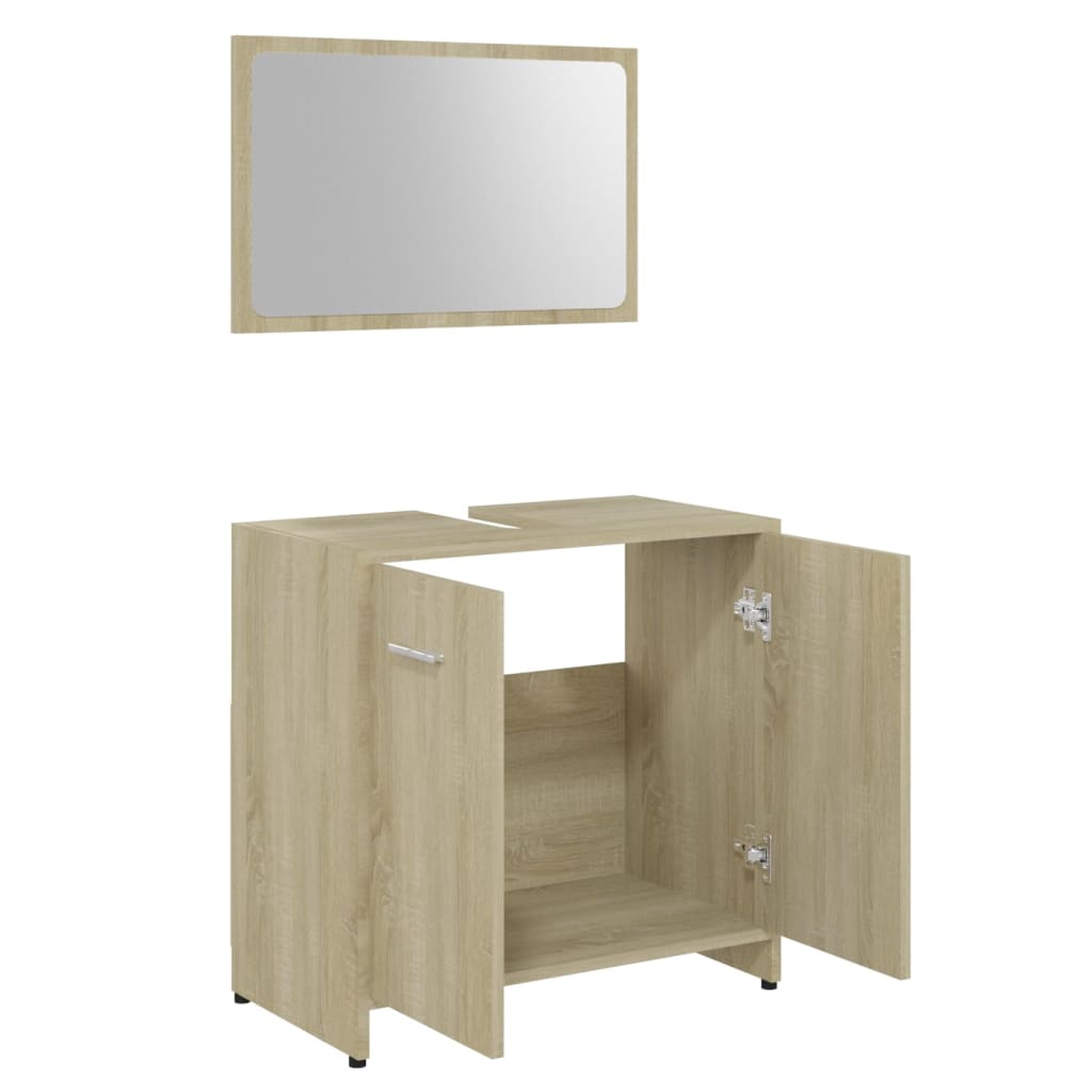 vidaXL 3dílný set koupelnového nábytku dub sonoma dřevotříska