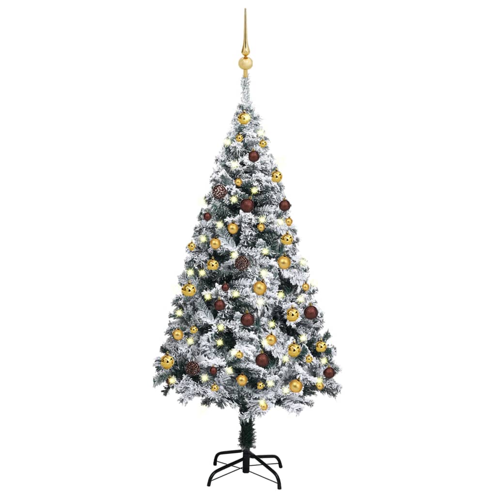 vidaXL Umělý vánoční stromek s LED a sadou koulí zelený 120 cm