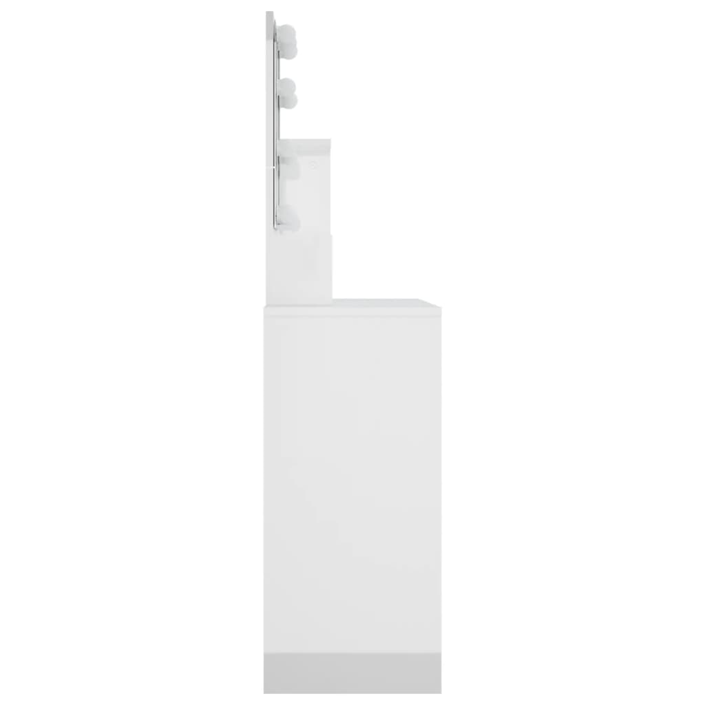 vidaXL Toaletní stolek s LED lesklý bílý 86,5 x 35 x 136 cm