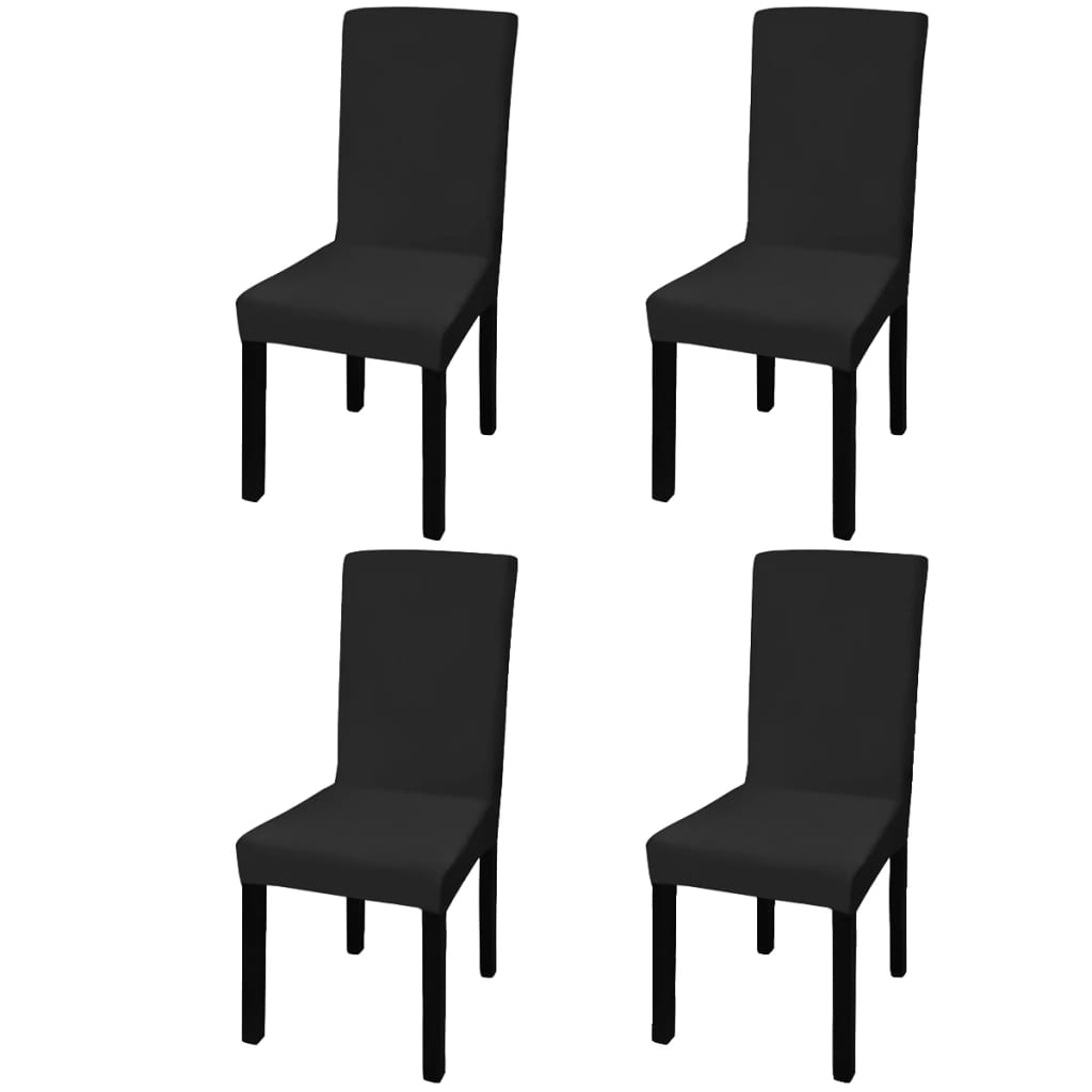 vidaXL Hladké strečové potahy na židle 4 ks černé