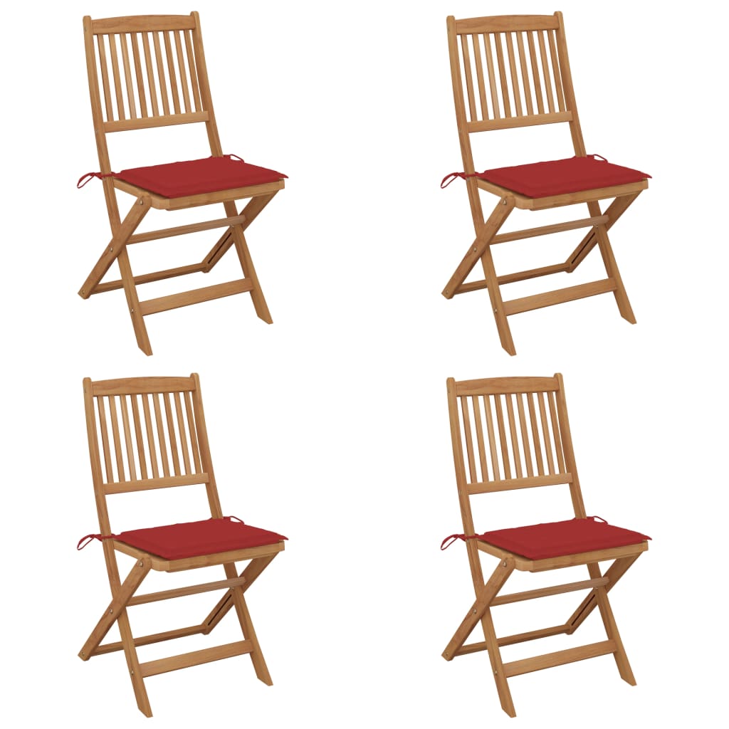 vidaXL Skládací zahradní židle s poduškami 4 ks masivní akáciové dřevo