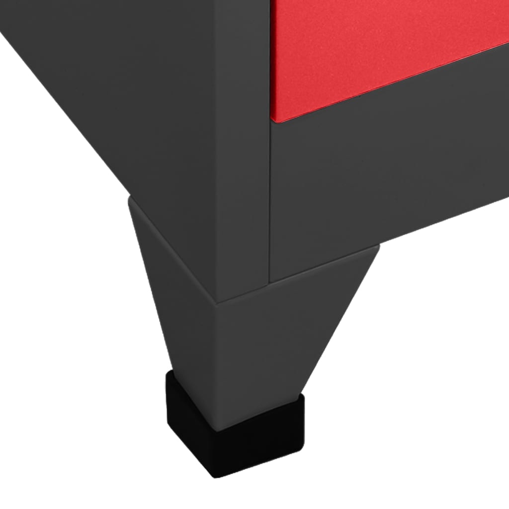 vidaXL Uzamykatelná skříň antracitová a červená 90 x 45 x 180 cm ocel