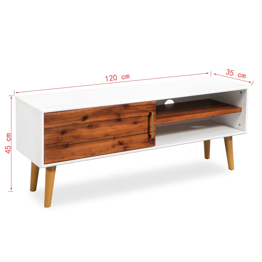 vidaXL TV stolek z masivního akáciového dřeva, 120 x 35 x 45 cm