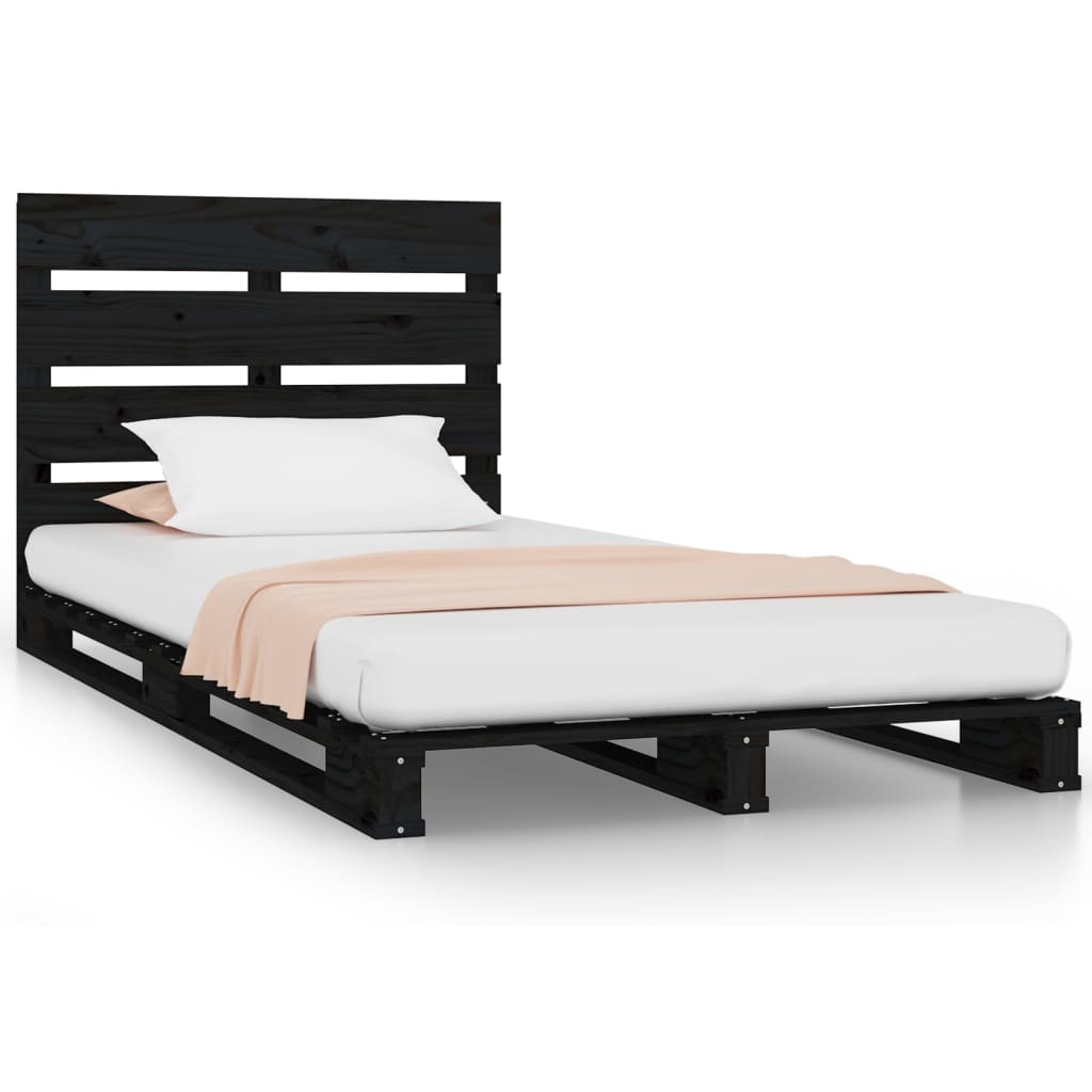 vidaXL Rám postele černý 75 x 190 cm masivní borovice Small Single