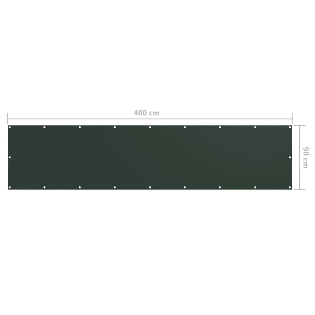 vidaXL Balkónová zástěna tmavě zelená 90 x 400 cm oxfordská látka