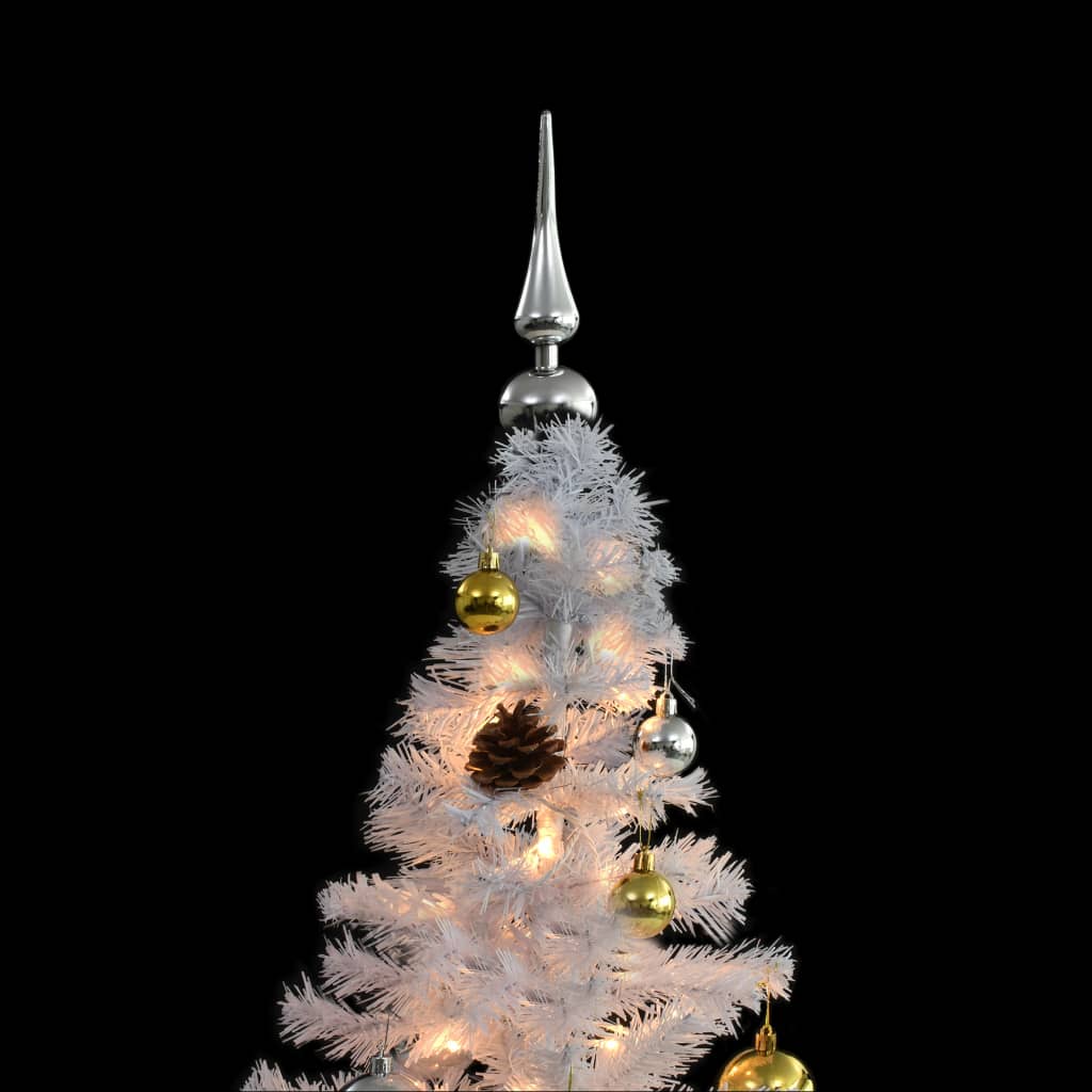 vidaXL Vánoční stromek s LED osvětlením a baňkami bílý 150 cm