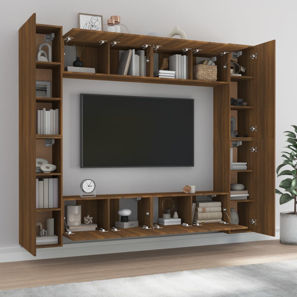 vidaXL 8dílný set TV skříněk hnědý dub kompozitní dřevo