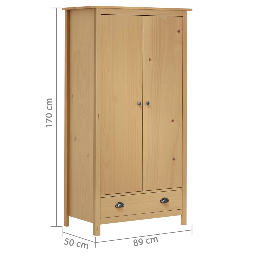vidaXL Dvoukřídlá šatní skříň Hill 89x50x170 cm masivní borové dřevo