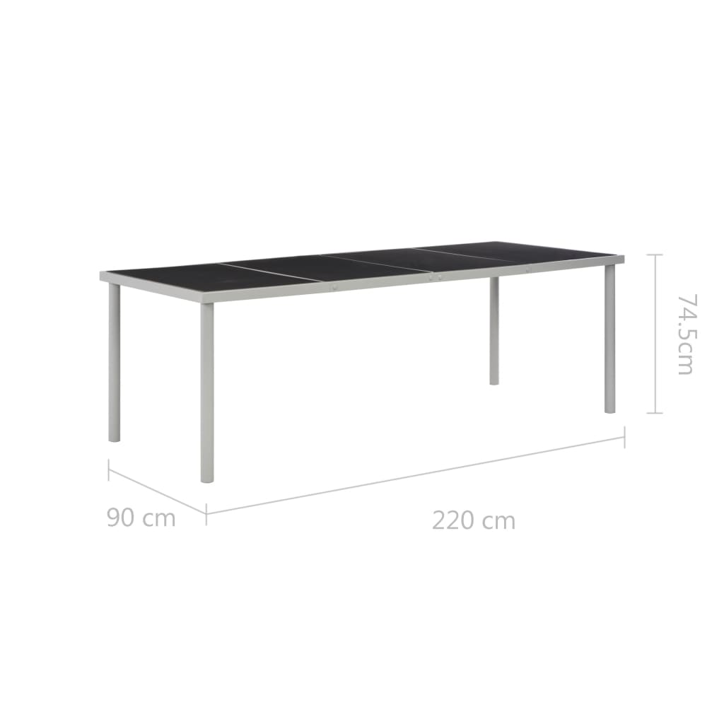 vidaXL Zahradní stůl černý 220 x 90 x 74,5 cm ocel
