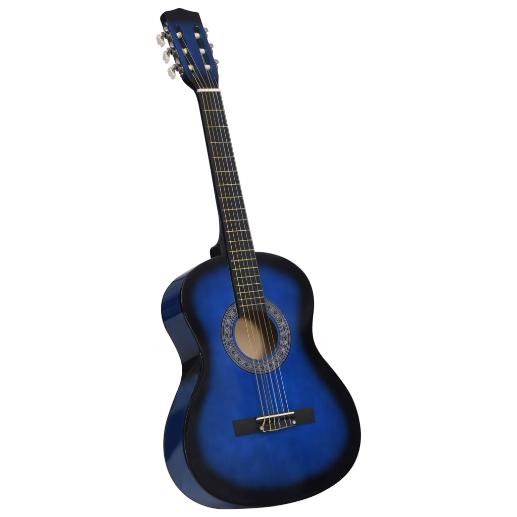 vidaXL 8dílný set klasická kytara pro děti, začátečníky modrá 3/4 36''