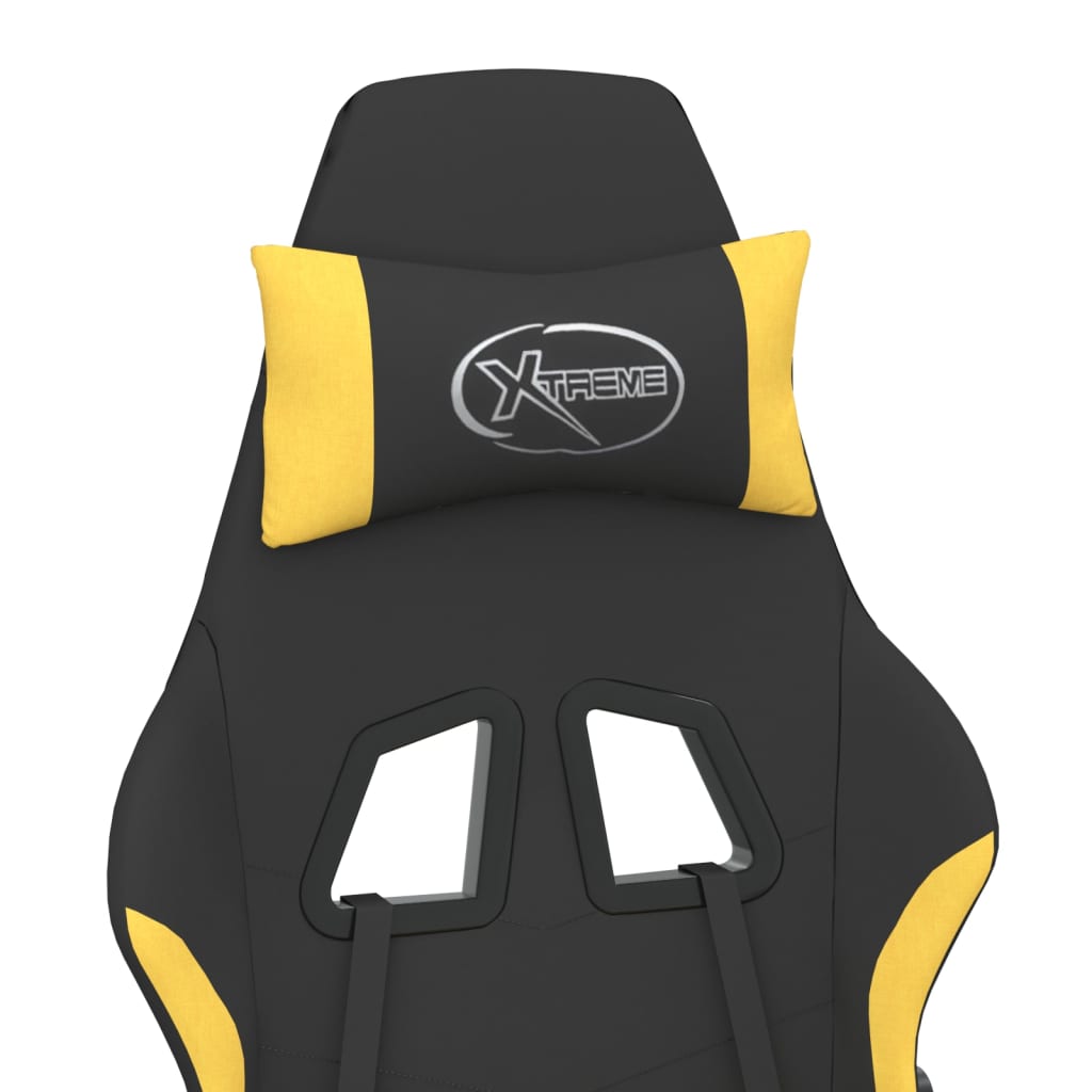 vidaXL Masážní herní židle s podnožkou černá a žlutá textil