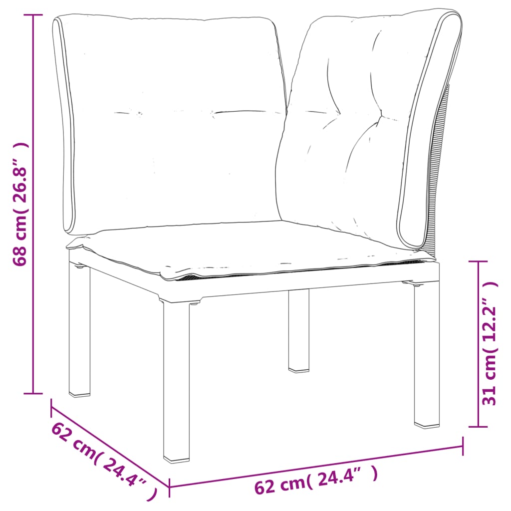 vidaXL Zahradní rohová židle s poduškami černá a šedá polyratan