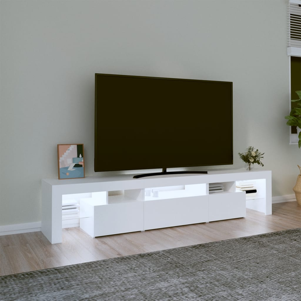 vidaXL TV skříňka s LED osvětlením bílá 200x36,5x40 cm