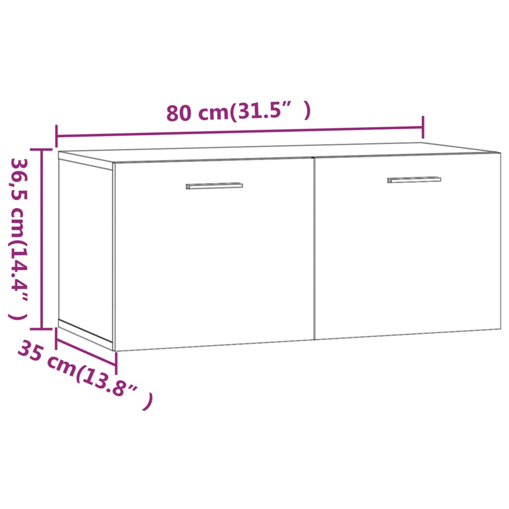 vidaXL Nástěnná skříňka bílá s vysokým leskem 80x35x36,5 cm kompozit
