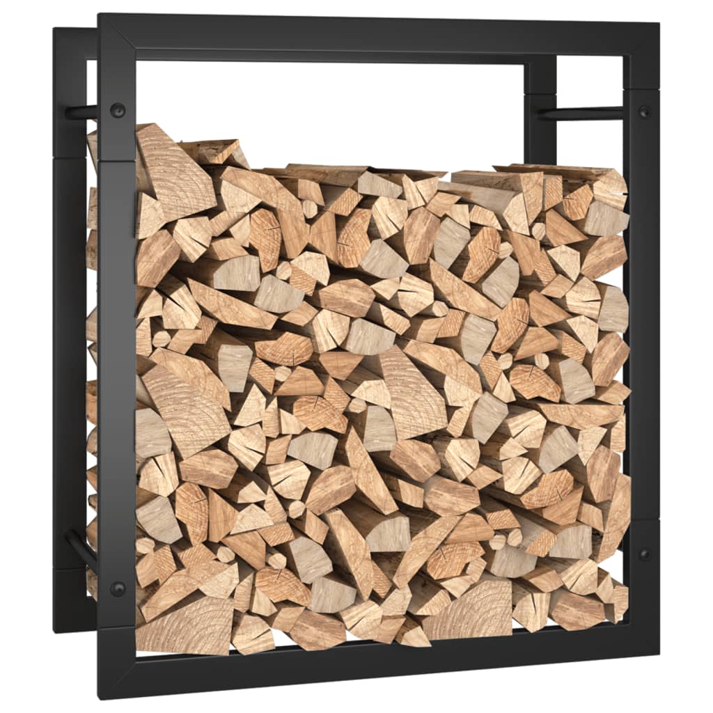 vidaXL Stojan na palivové dřevo matný černý 50 x 28 x 56 cm ocel