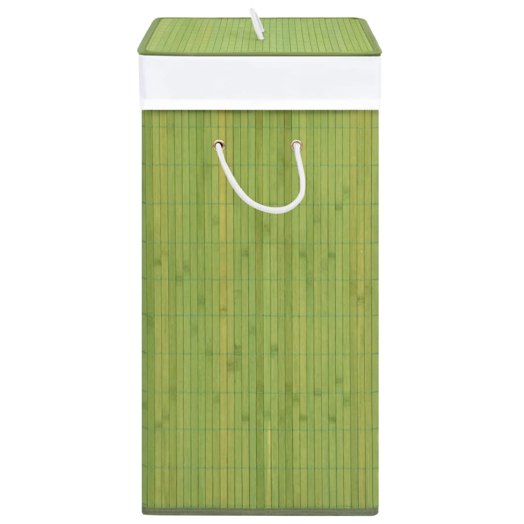 vidaXL Bambusový koš na prádlo s jednou přihrádkou zelený 83 l