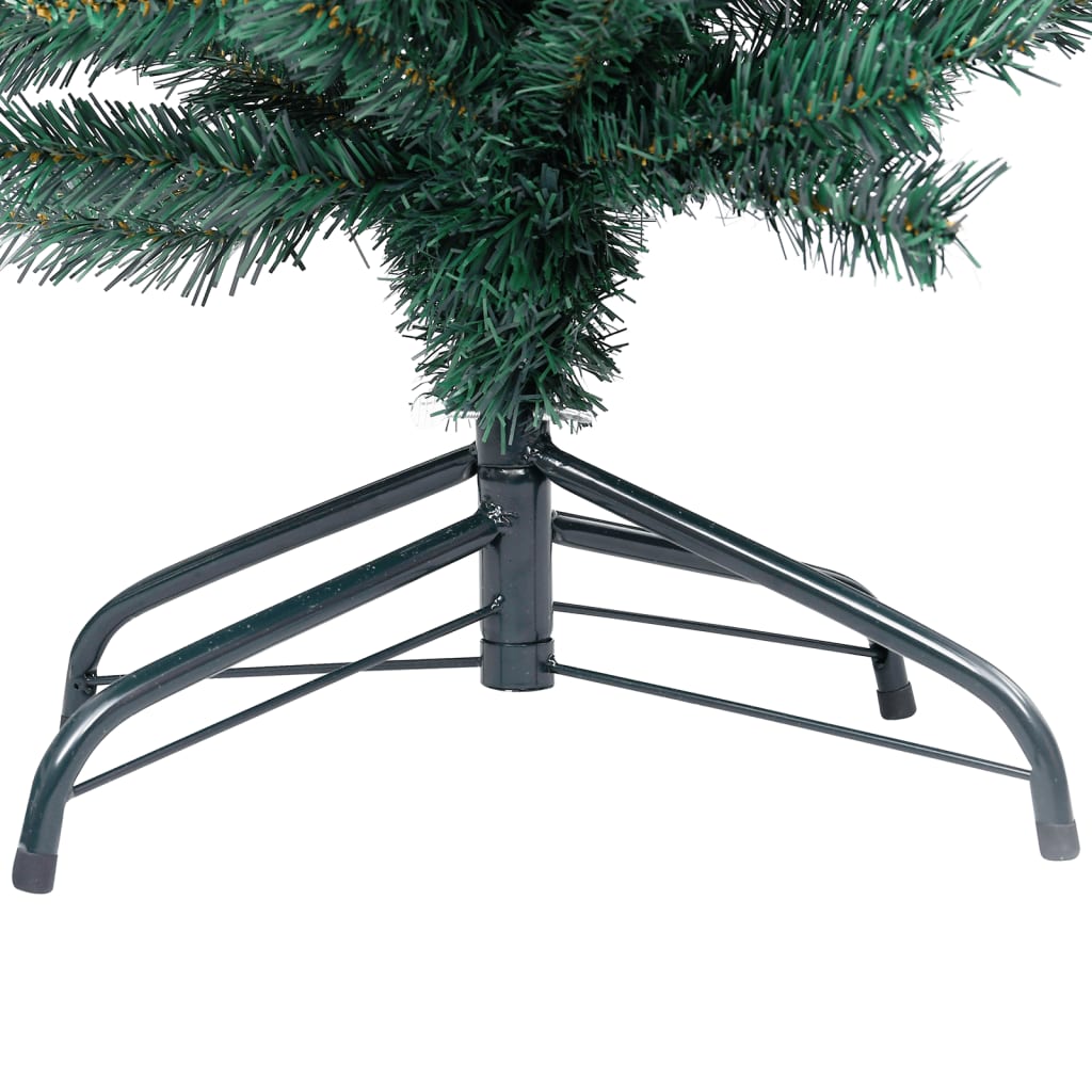 vidaXL Úzký umělý vánoční stromek s LED a sadou koulí zelený 120 cm