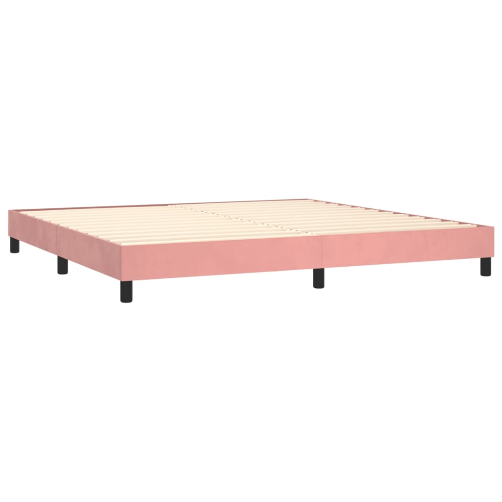 vidaXL Box spring postel s matrací a LED růžová 200x200 cm samet