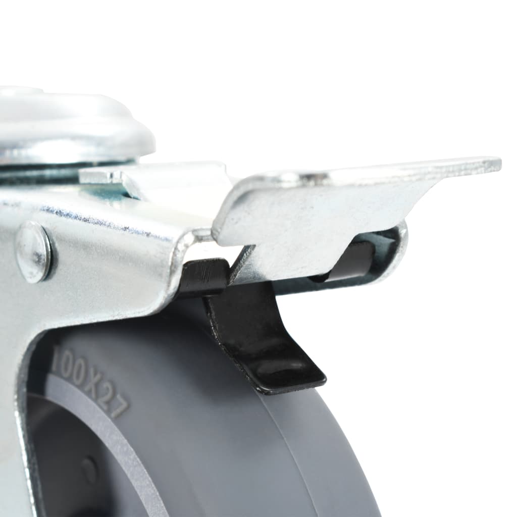 vidaXL Otočná kolečka s otvorem pro šroub a dvojitou brzdou 4 ks 100 mm