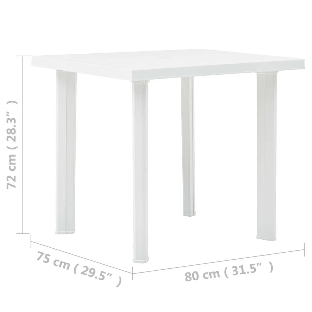 vidaXL Zahradní stůl bílý 80 x 75 x 72 cm plast