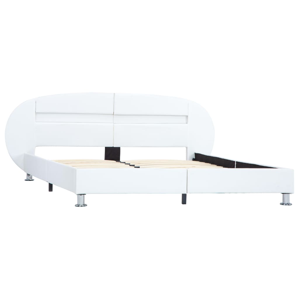 vidaXL Rám postele s LED světlem bílý umělá kůže 180 x 200 cm