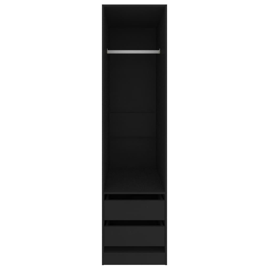 vidaXL Šatní skříň se zásuvkami černá 50 x 50 x 200 cm dřevotříska