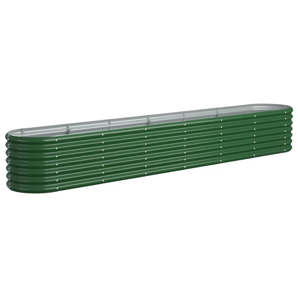 vidaXL Zahradní truhlík práškově lakovaná ocel 260 x 40 x 36 cm zelený