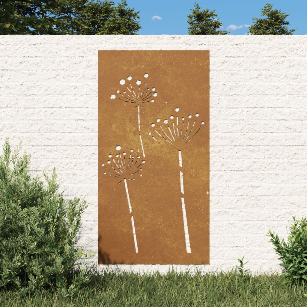 vidaXL Zahradní nástěnná dekorace 105 x 55 cm cortenová ocel Květina